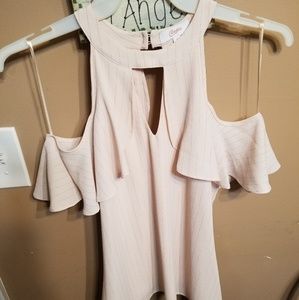 Candies blouse light pink with gold stripes NWOT